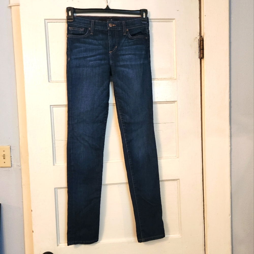 Joe's Jeans Straight Leg Blue Jeans, Carlotta Denim, Size 25 Whisker Detail EUC
